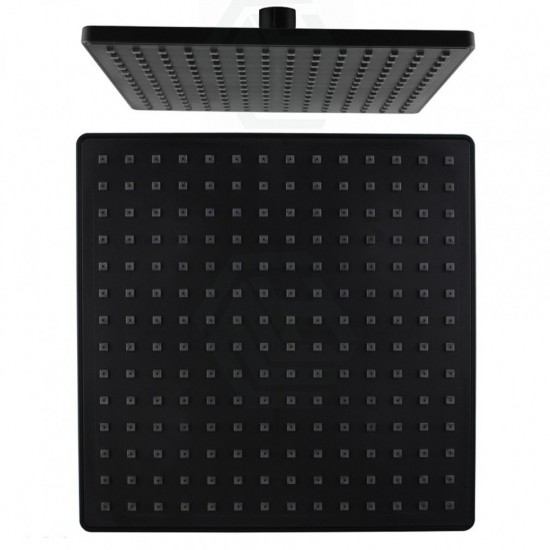Square 225mm ABS Matte Black Shower Head with Wall Mounted Shower Arm